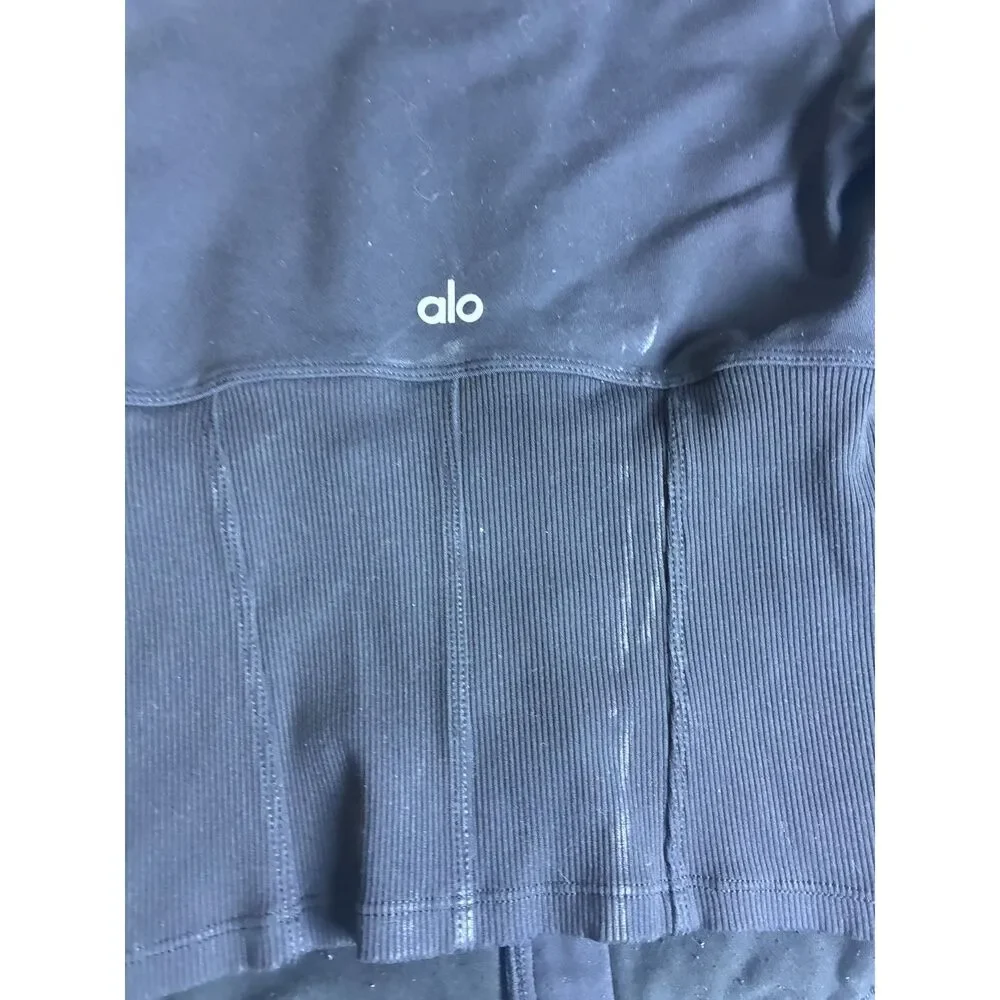 Alo Yoga Ribbed Corset Full Zip Jacket Women's XS Black